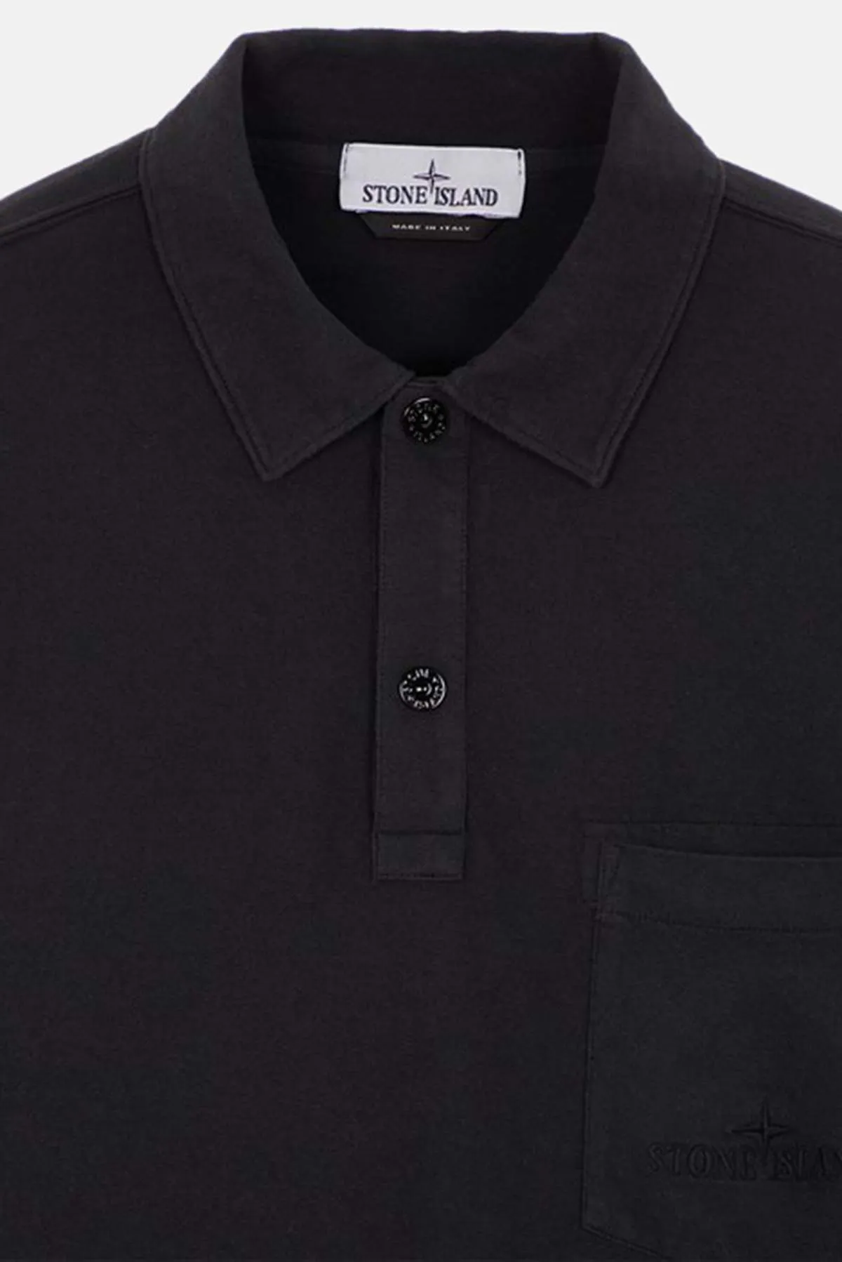 Garment Dyed Long Sleeve Polo - Black