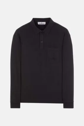 Garment Dyed Long Sleeve Polo - Black