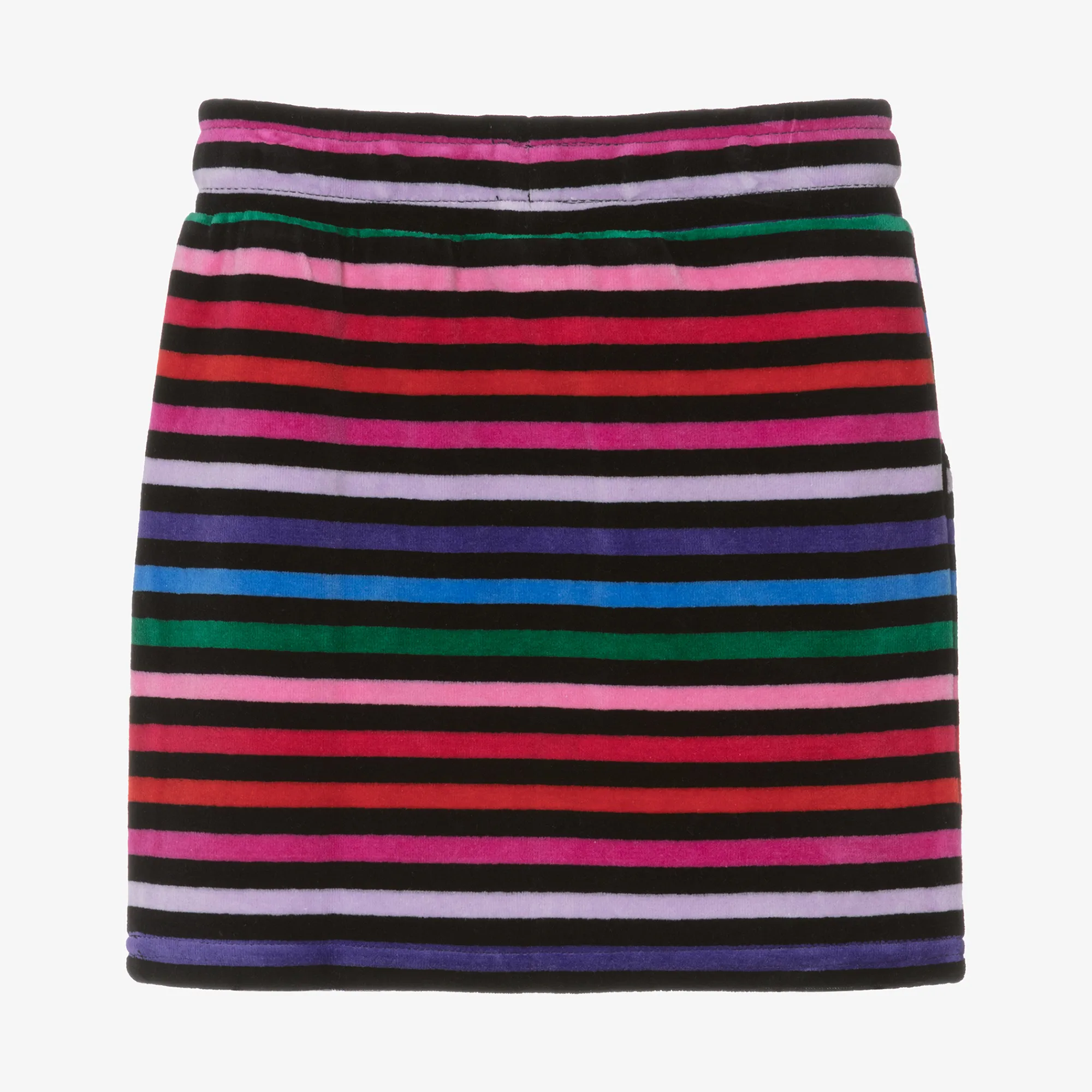 Girls Black Striped Velour Skirt