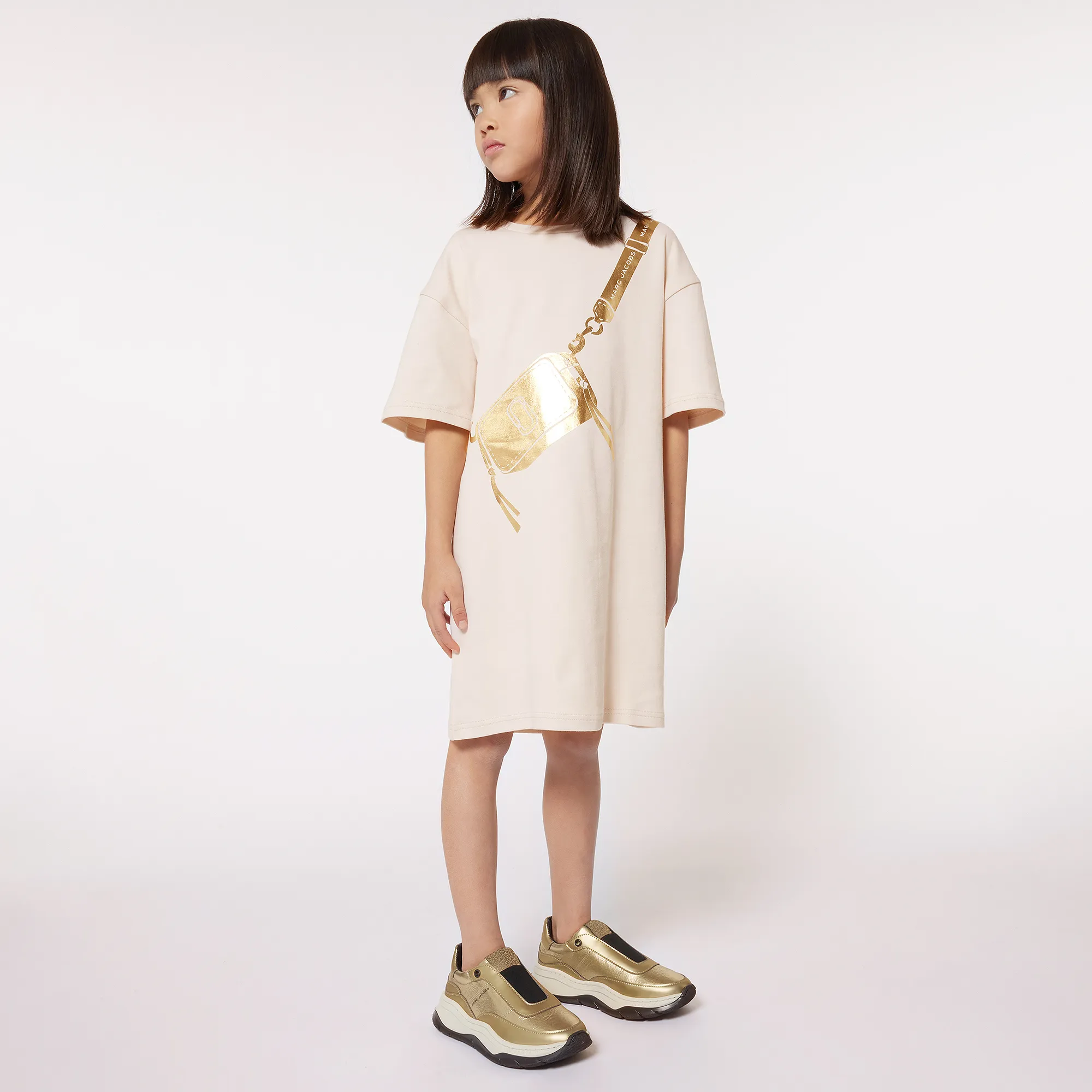 Girls Ivory Snapshot Bag Cotton Dress