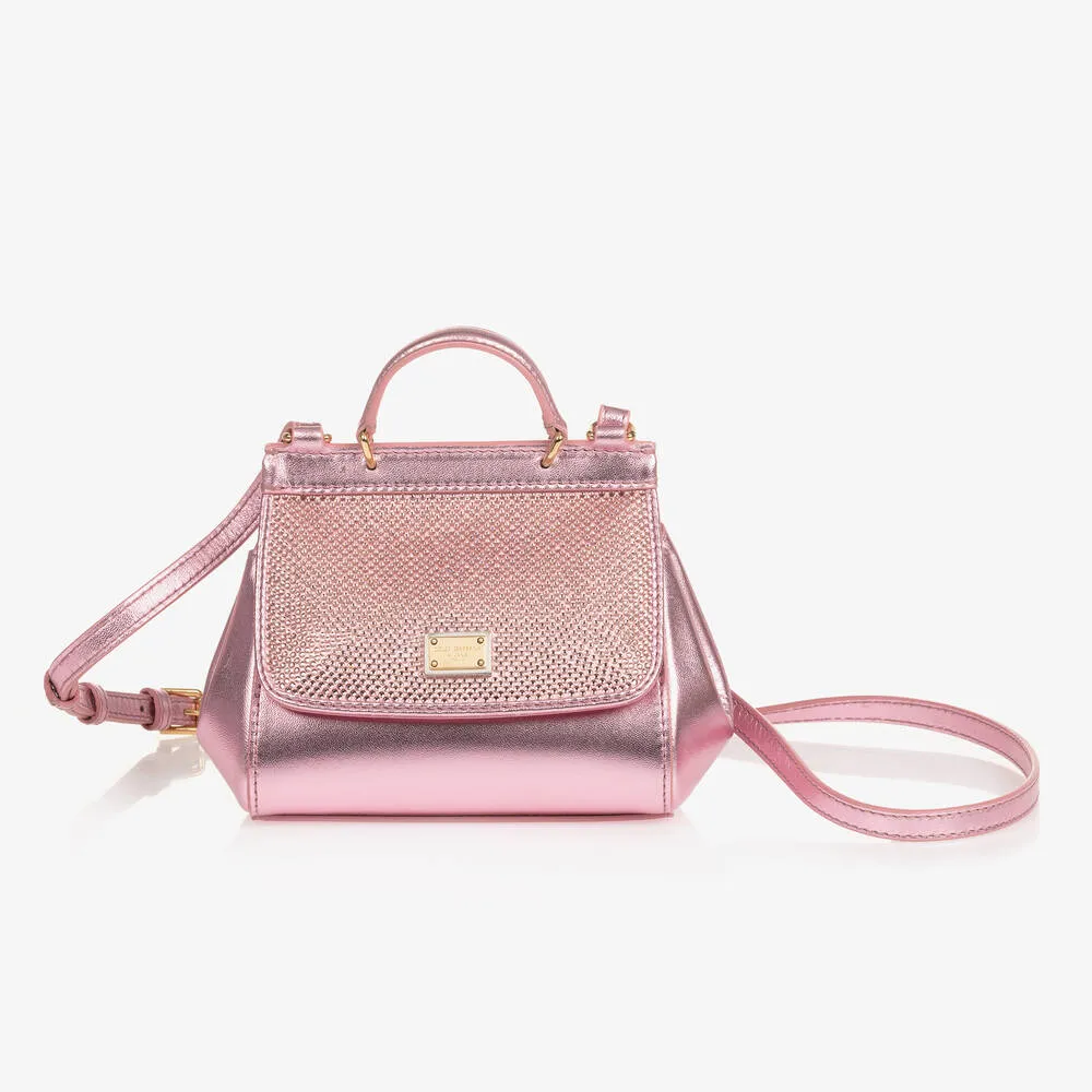 Girls Pink Rhinestone Sicily Bag (14cm)