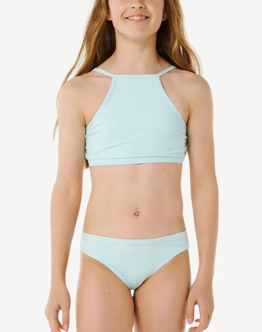 Girls Premium Rib High Neck Bikini Set