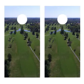 Golf Course Aerial View Cornhole Board Decal