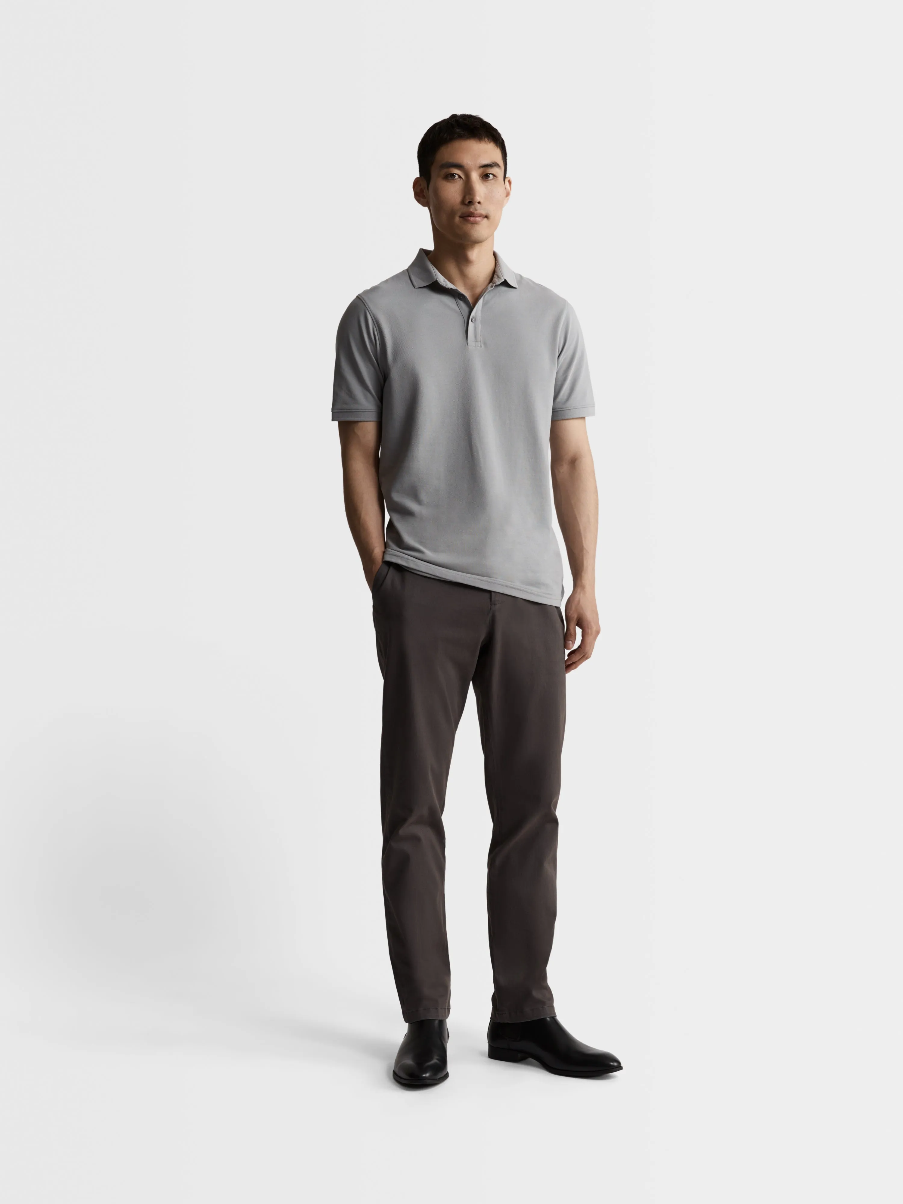 Grey Pique Egyptian Cotton Polo