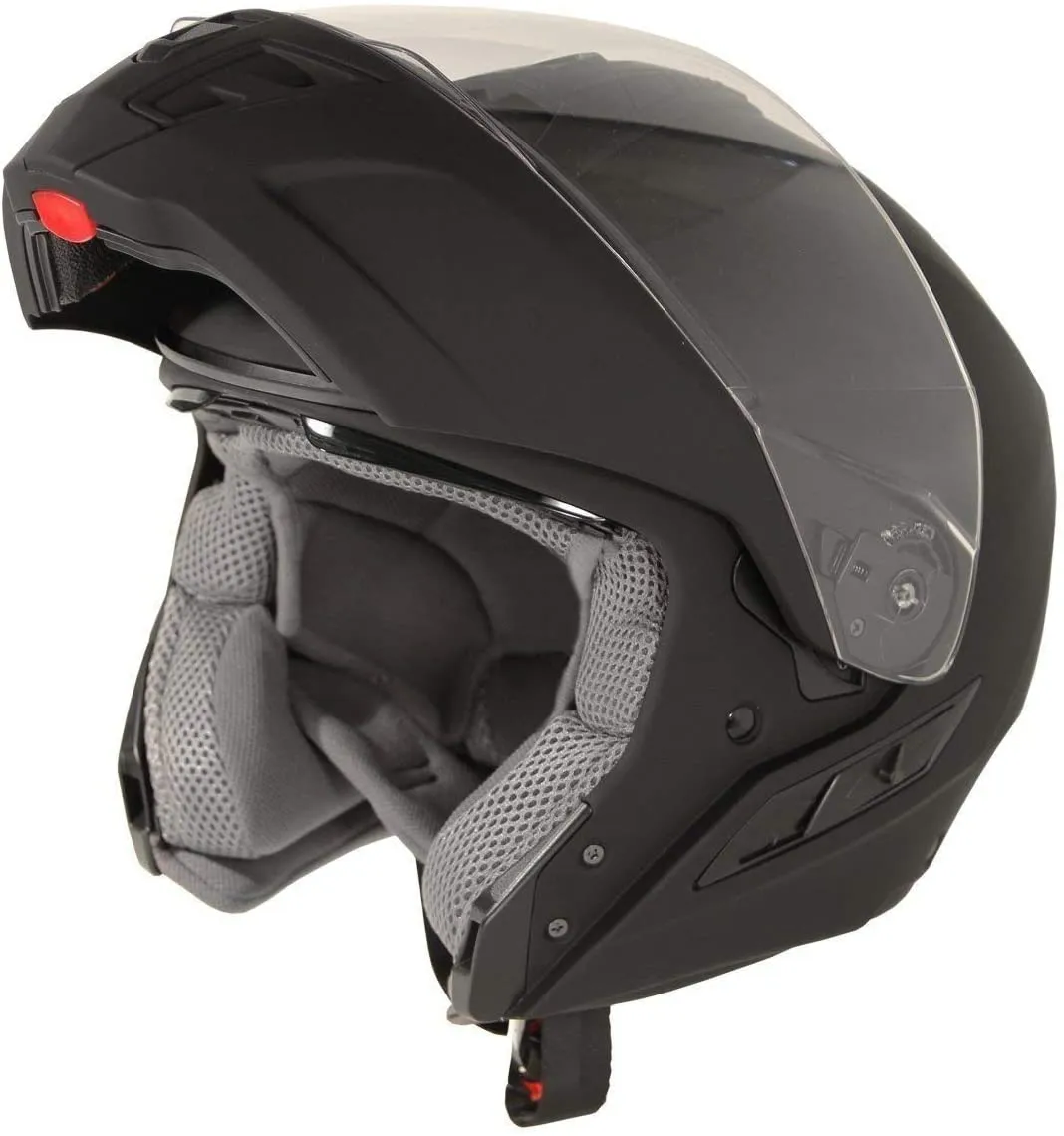 HAWK Helmets FX ST 11121 Matte Flat Black Modular Motorcycle Full Face Helmet for Men & Women with Dual Flip Up Sun Visor DOT Ap