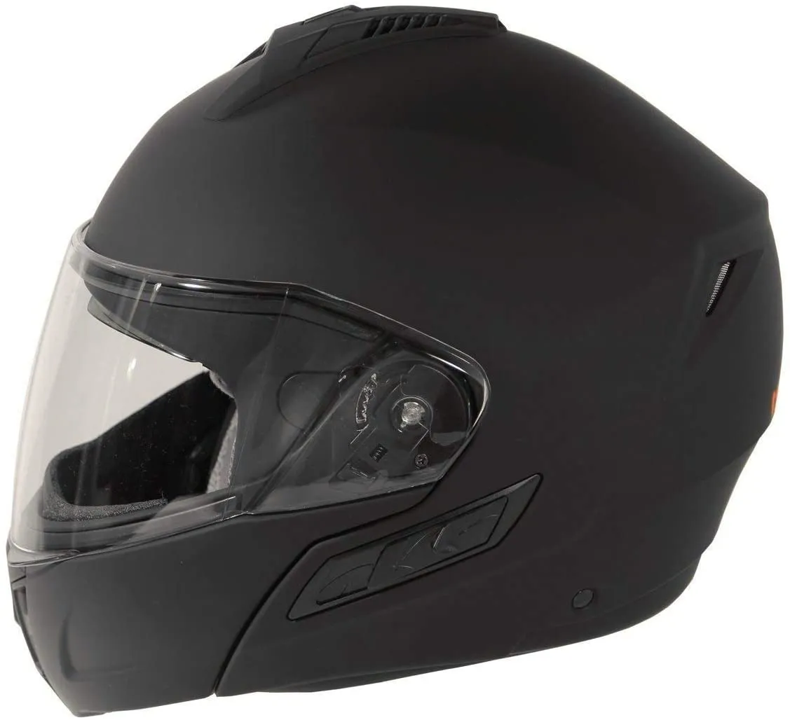 HAWK Helmets FX ST 11121 Matte Flat Black Modular Motorcycle Full Face Helmet for Men & Women with Dual Flip Up Sun Visor DOT Ap