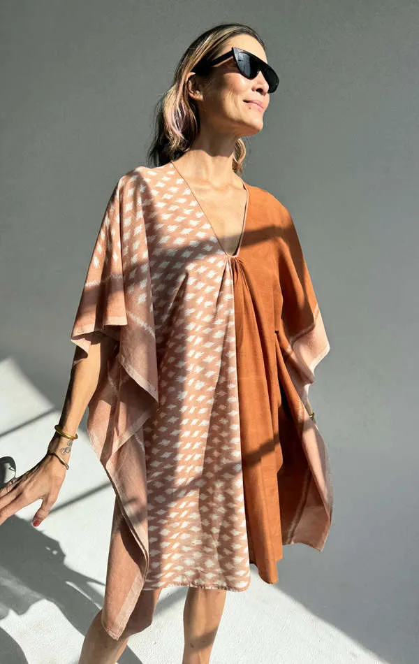 Ikat Short Caftan - Terracotta