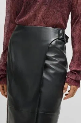 Leather skirt with strap detail