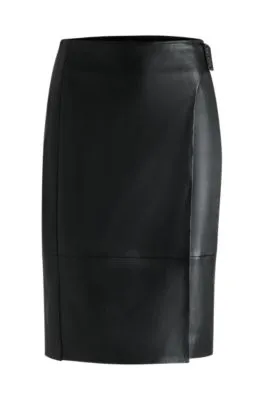 Leather skirt with strap detail