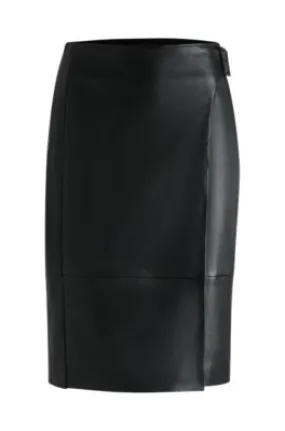 Leather skirt with strap detail