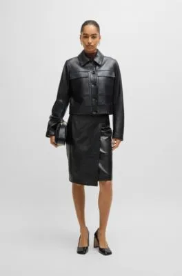 Leather skirt with strap detail