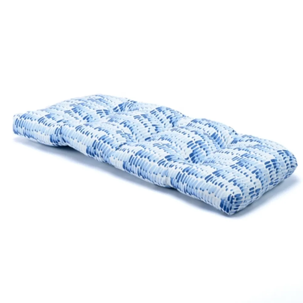 Light Blue Patterned Outdoor Bench Cushion