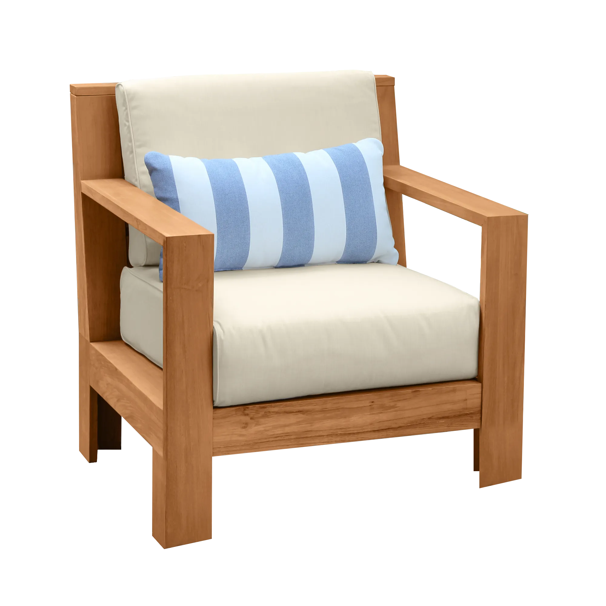 Logan Teak Outdoor Lounge Chair with Sunbrella Vellum Cushion