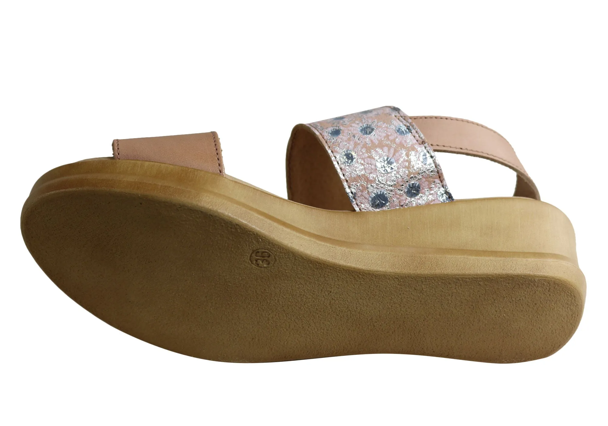 Lola Canales Ava Womens Comfort Leather Wedge Sandals Made In Spain