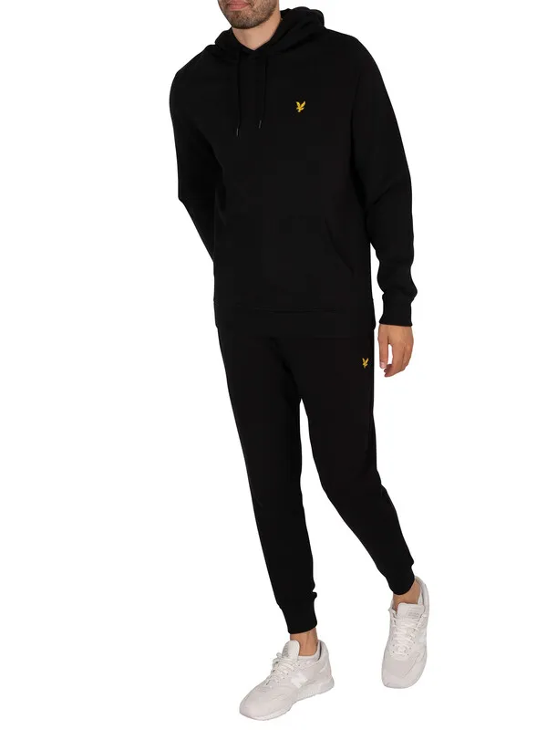 Lyle &amp; Scott Logo Pullover Hoodie - Jet Black