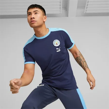 Manchester City F.C. ftblHeritage T7 Men's Tee | PUMA Navy-Team Light Blue | PUMA Shop All Puma | PUMA 