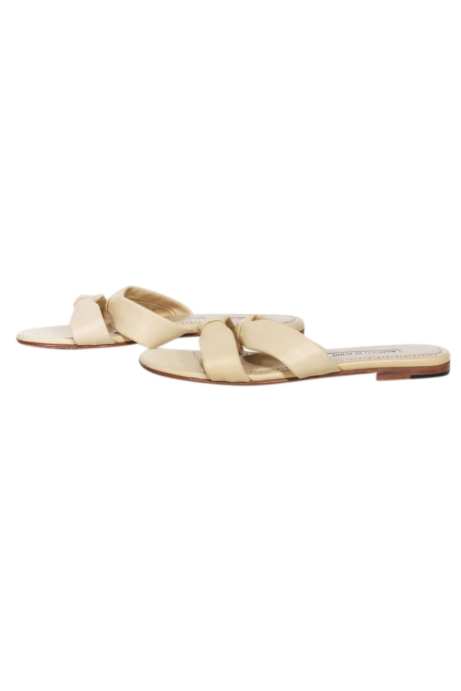 Manolo Blahnik - Light Beige Nappa Leather Pallera Knotted Sandals Sz 7