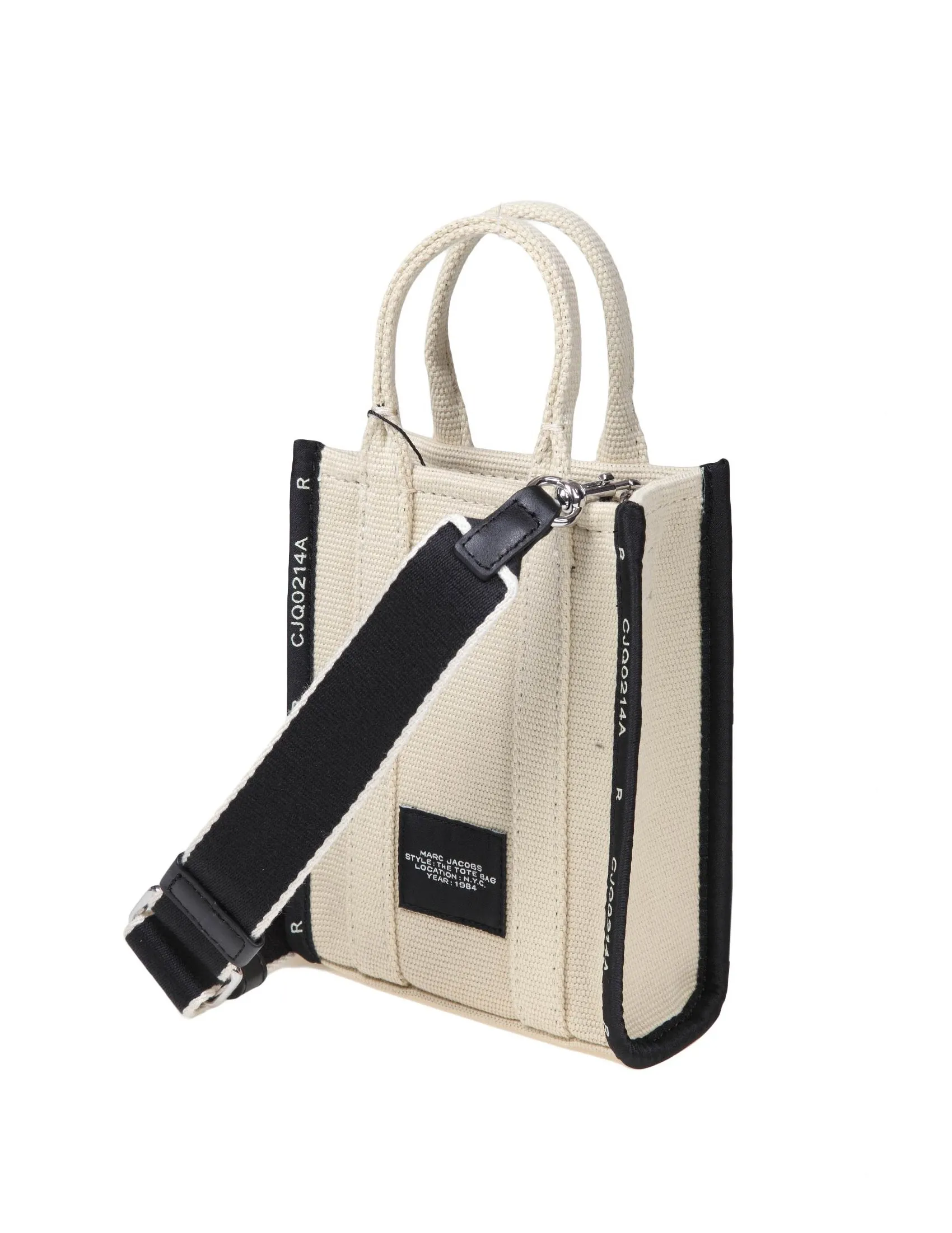 MARC JACOBS THE PHONE TOTE IN SAND COLOR JAQUARD FABRIC