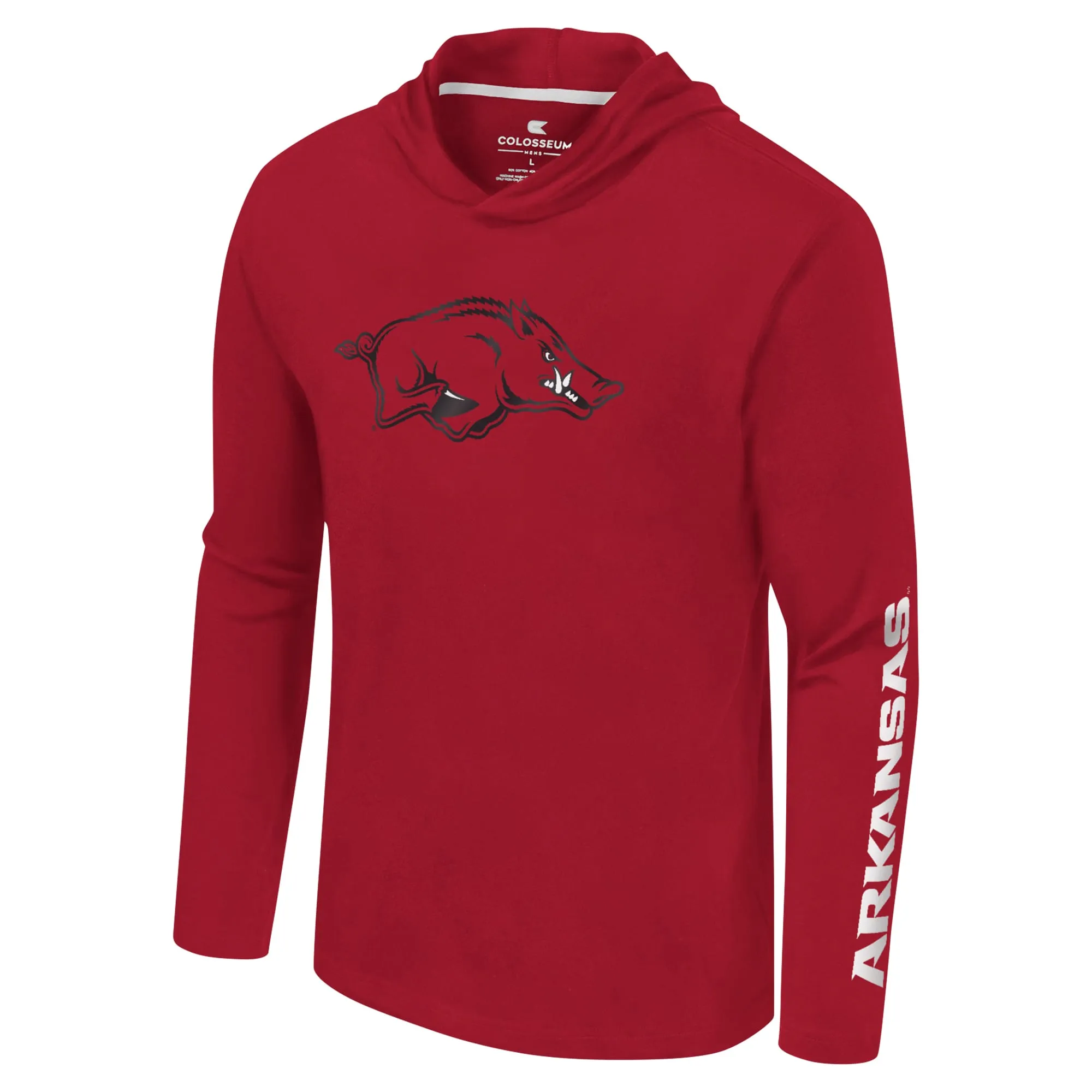 Men's Colosseum Cardinal Arkansas Razorbacks Logo Lockup Active Blend Long Sleeve  T-Shirt Hoodie