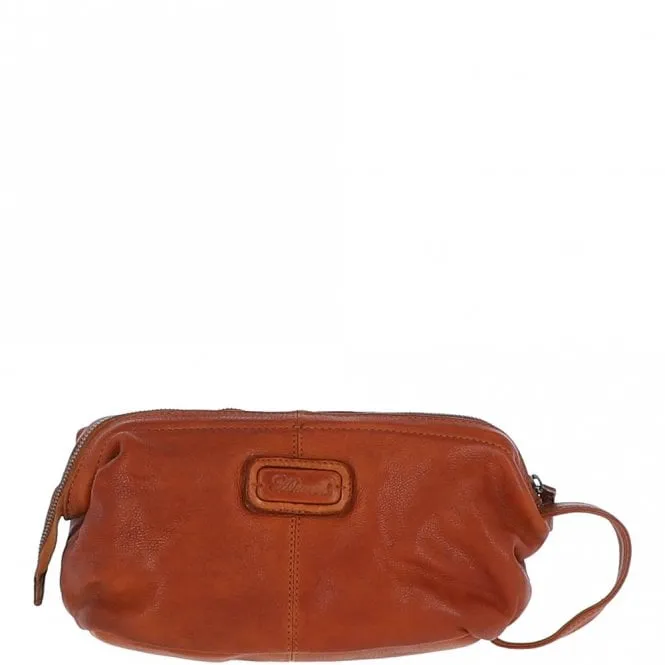 Mens Leather Wash Bag Tan : Duff