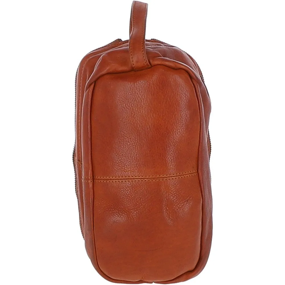 Mens Leather Wash Bag Tan : Duff