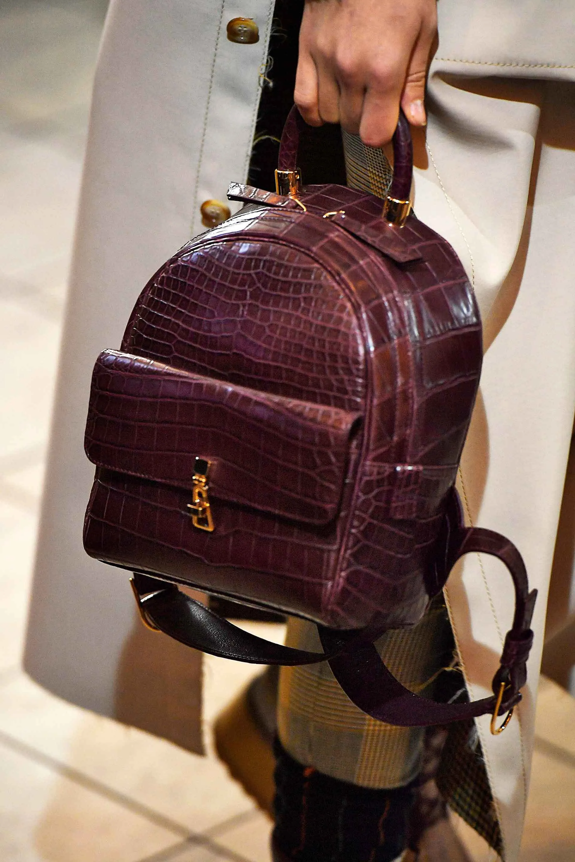 Mini Billie Backpack in Bordeaux Crocodile Leather