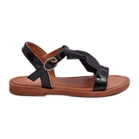 Miss Children's Lacquered Sandals With A Bow Black Netina