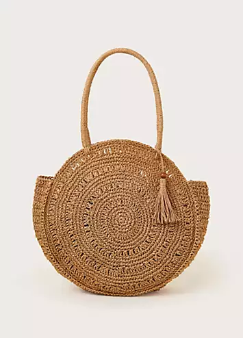 Monsoon Round Metallic Raffia Bag | Grattan