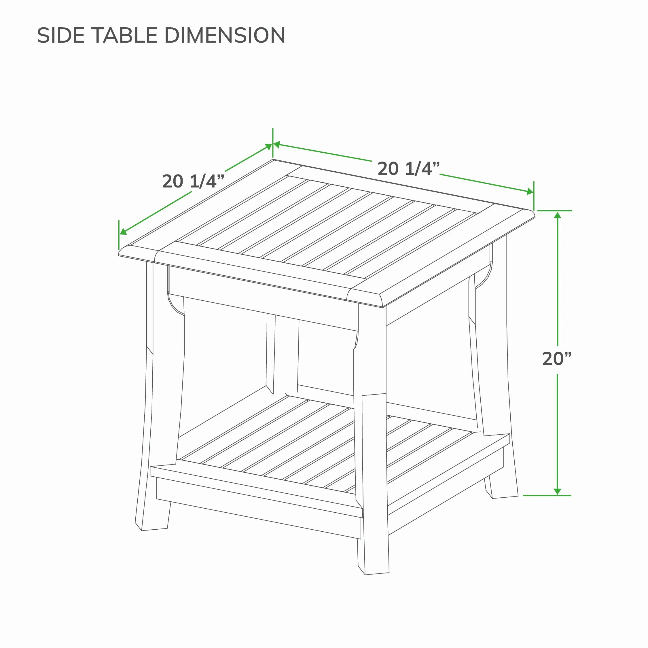 Mosko Teak Wood Outdoor Side Table with Shelf