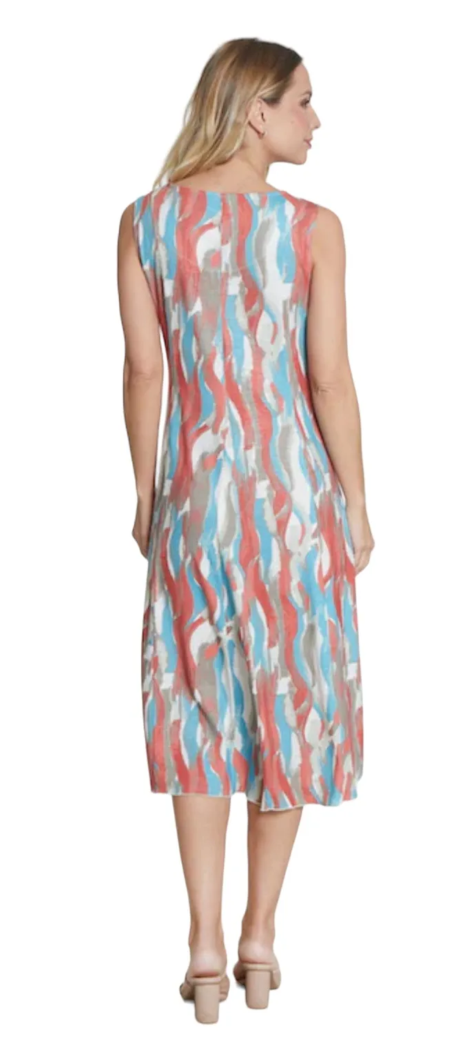 MULTIPLES PRINT SCOOP NECK TANK DRESS