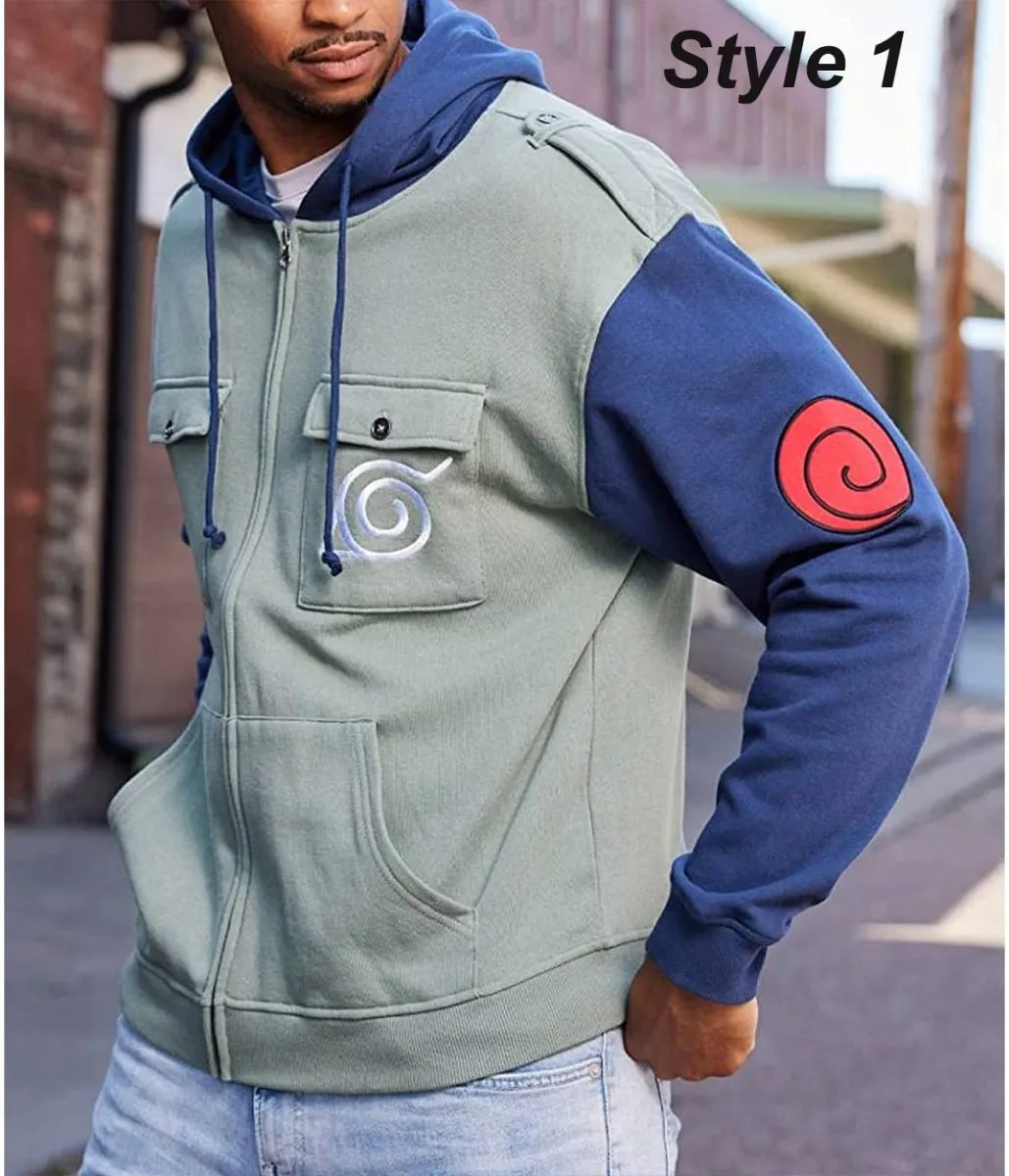 Naruto Shippuden Kakashi Green and Blue Hoodie