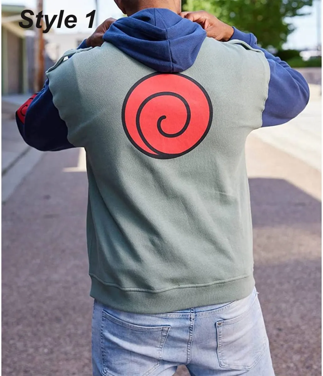 Naruto Shippuden Kakashi Green and Blue Hoodie