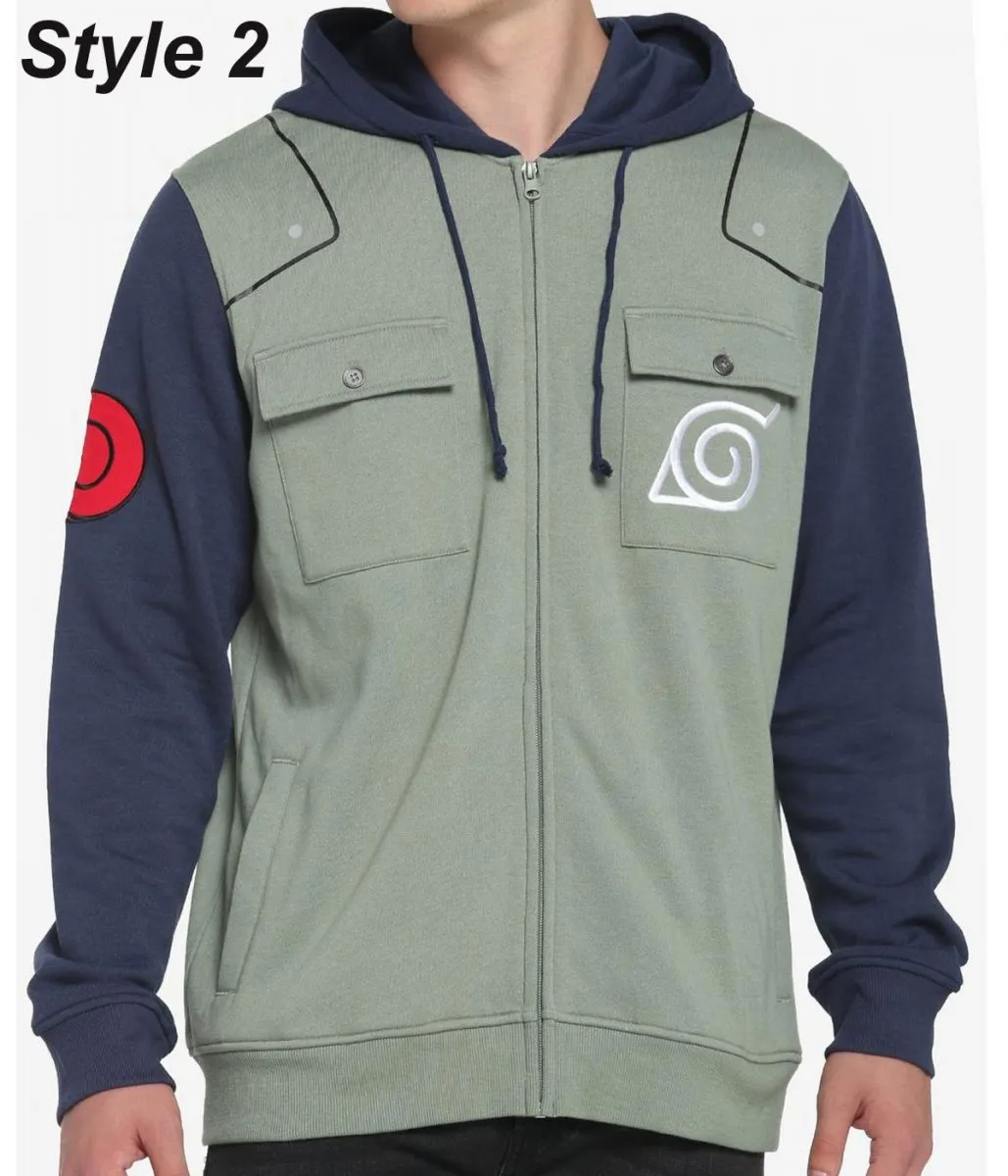 Naruto Shippuden Kakashi Green and Blue Hoodie