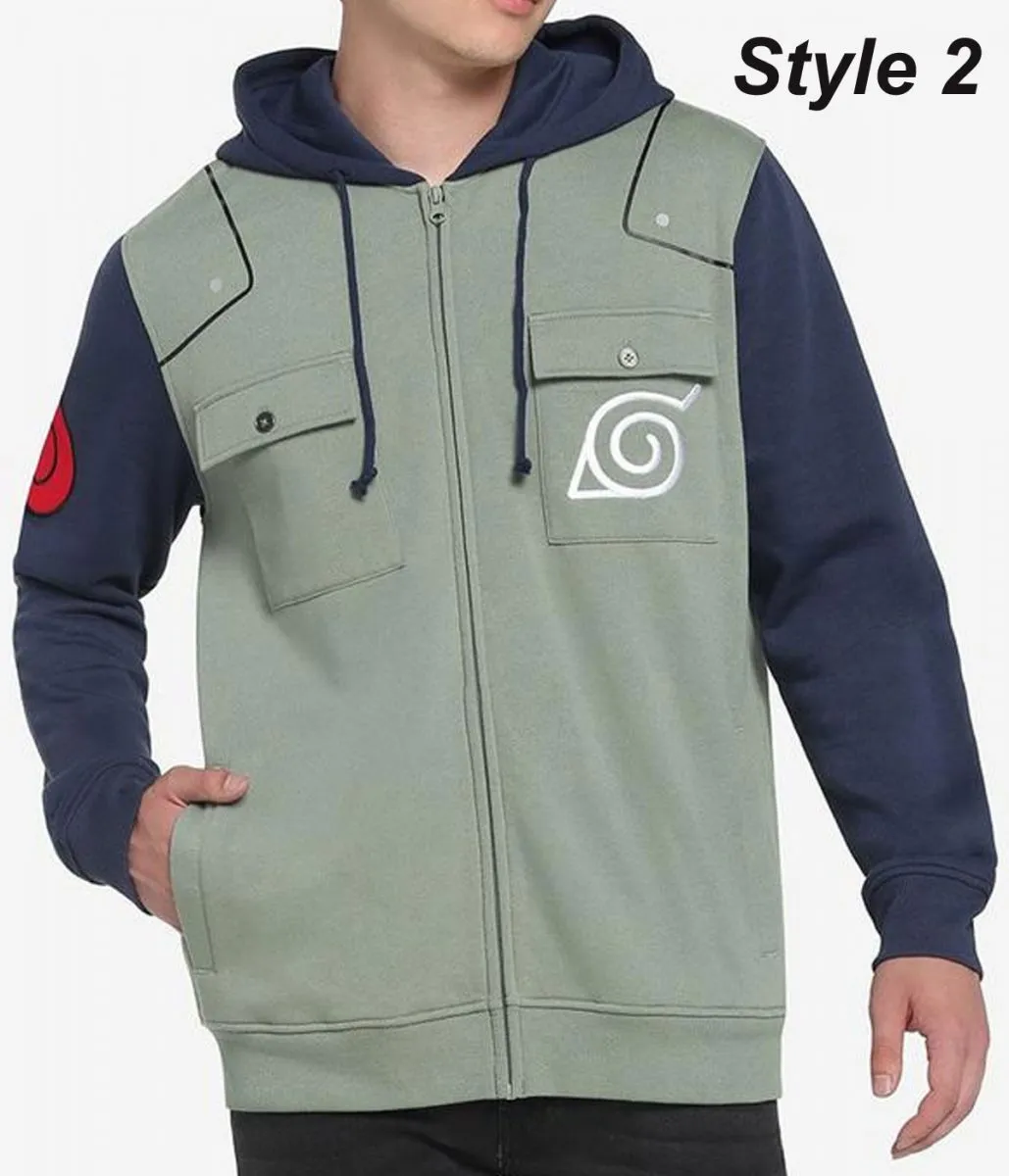 Naruto Shippuden Kakashi Green and Blue Hoodie