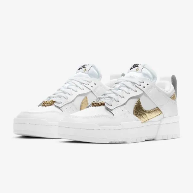 Nike Women's Dunk Low Disrupt (White Metallic Gold/ White/ G