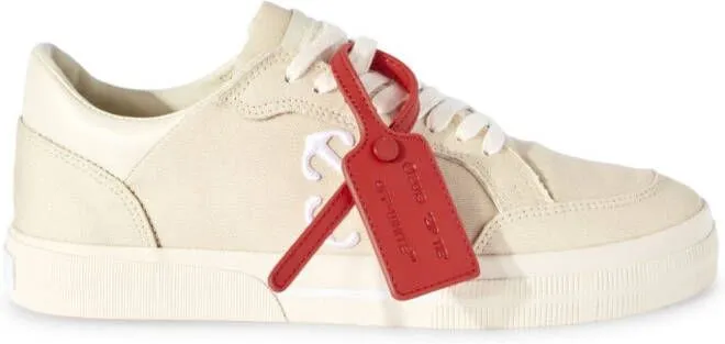 Off-White Vulcanized contrasting-tag canvas sneakers Neutrals