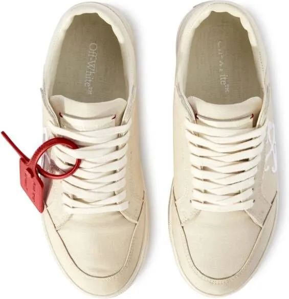 Off-White Vulcanized contrasting-tag canvas sneakers Neutrals