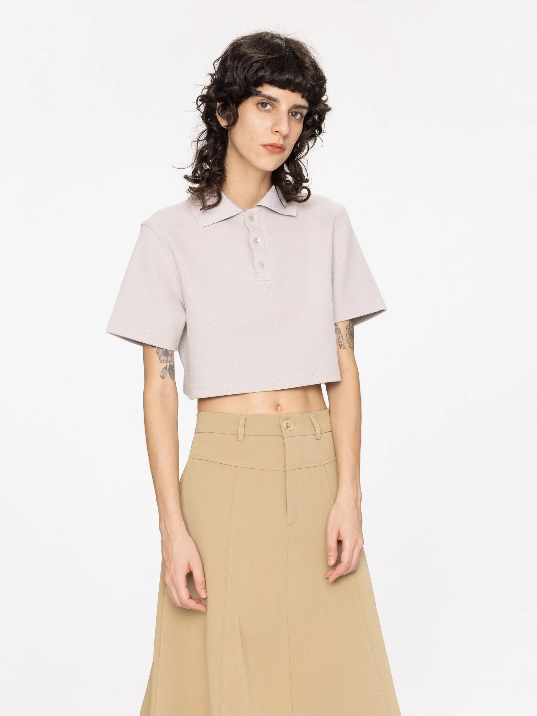 Oversized Cropped Polo T-Shirt