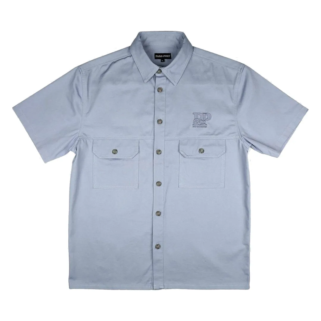 PASS~PORT SKATEBOARDS STAY CONNECTED SPARKY SHIRT BUTTON SLATE