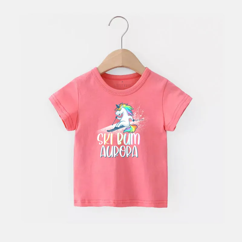 Personalized Unicorn Ski Bum T-Shirt