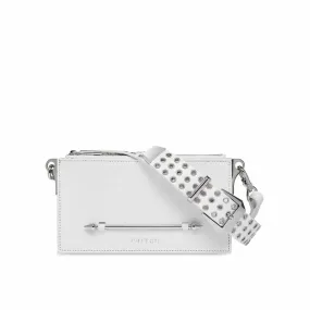 --Pierced cross body white bag-