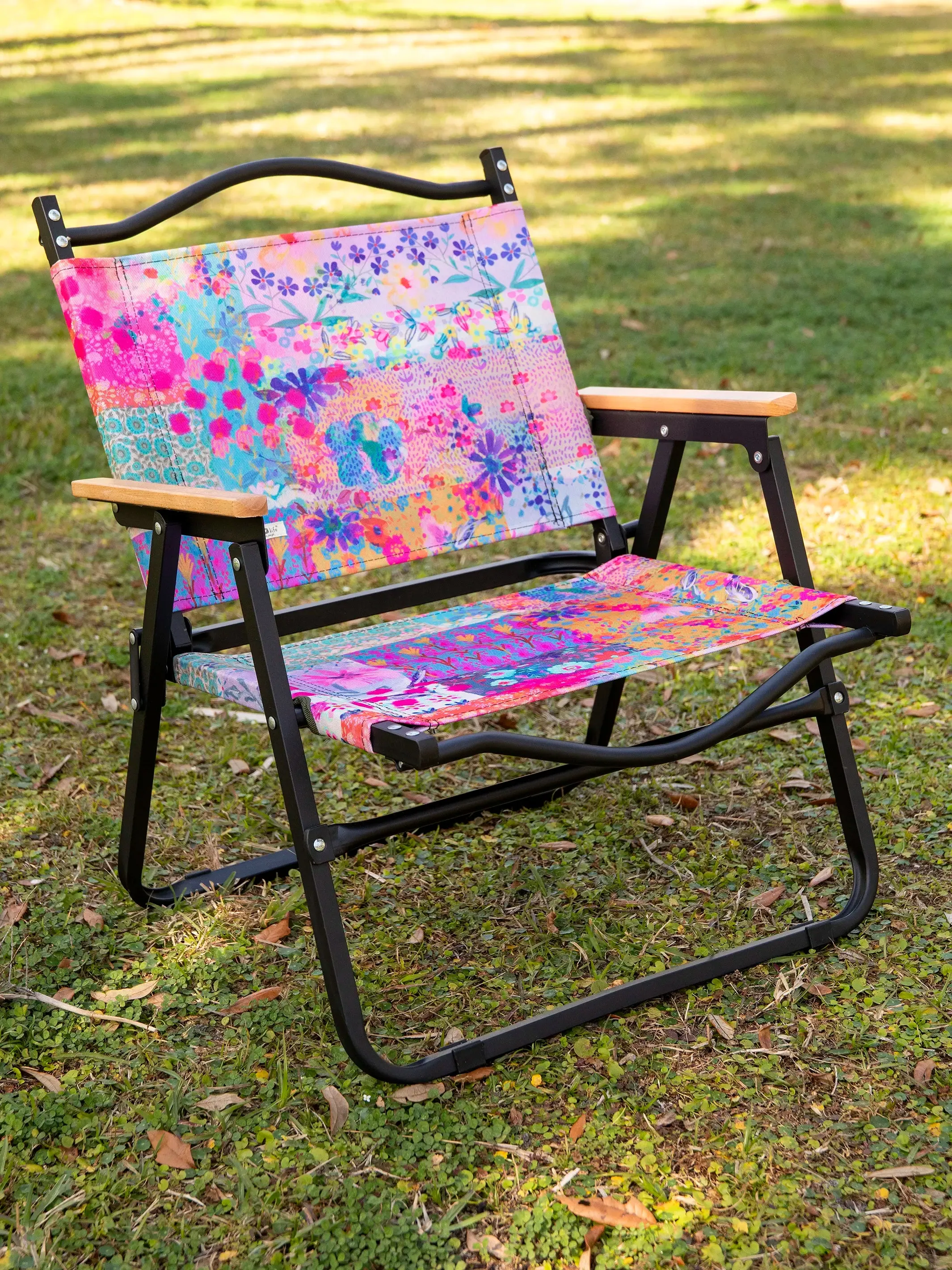 Portable Outdoor Folding Chair - Pink Watercolor Patchwork