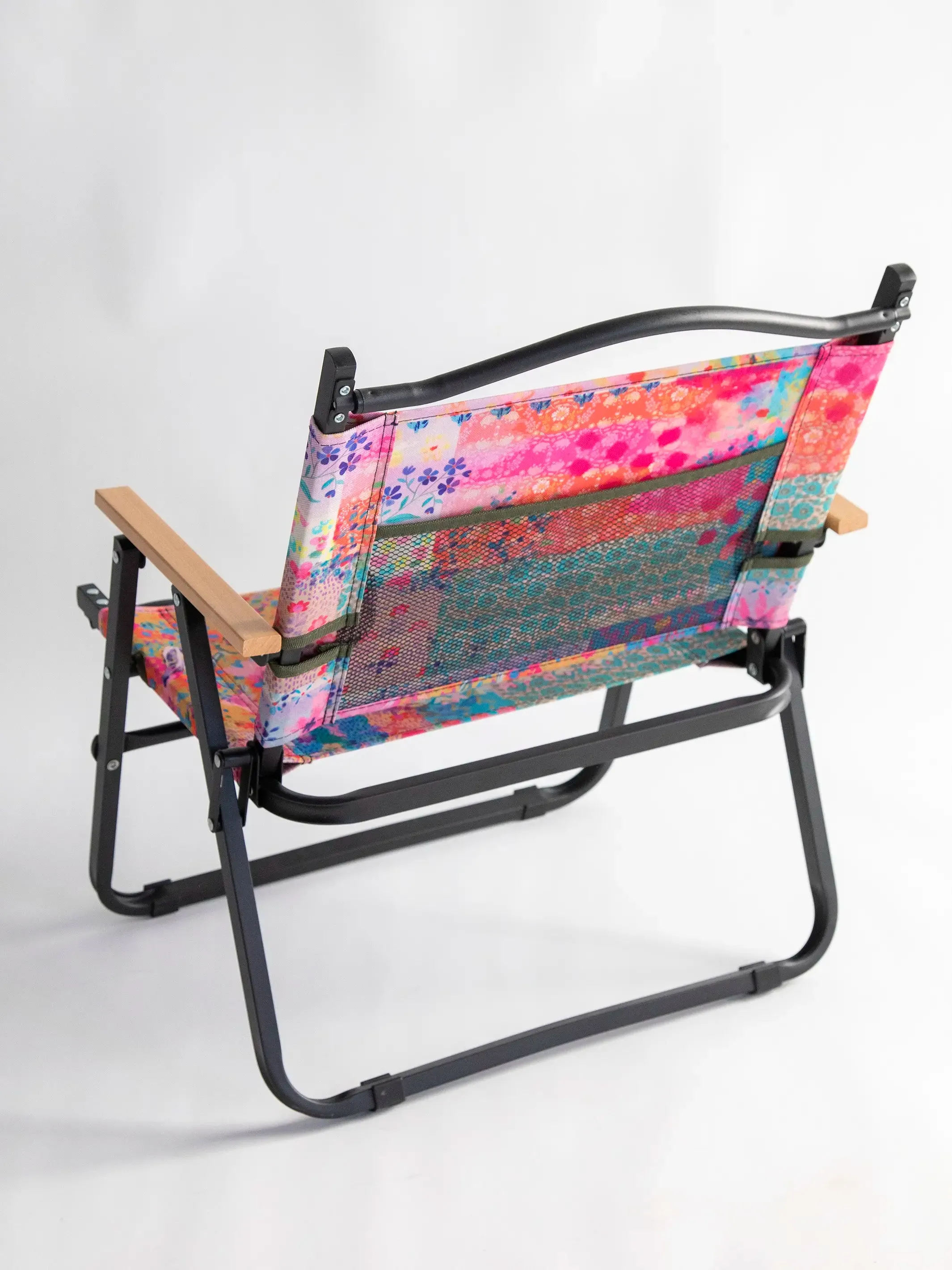 Portable Outdoor Folding Chair - Pink Watercolor Patchwork