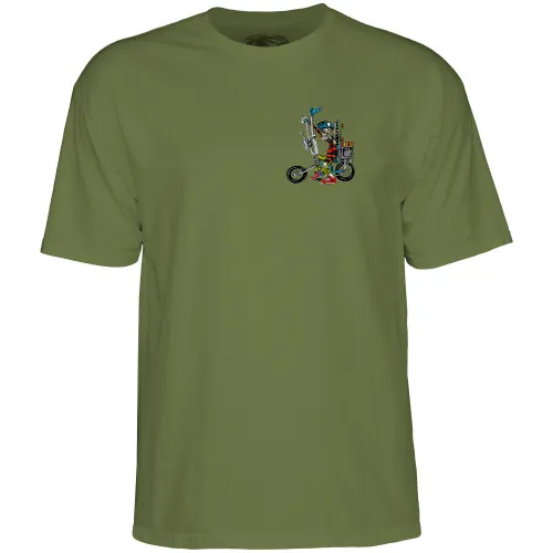 Powell Peralta Skateboard Shirt Steve Caballero Chopper Bike Military Green