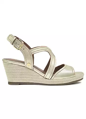 Radley London Soft Gold Florence Close Metallic Wishbone Midi Wedge Sandals | Grattan