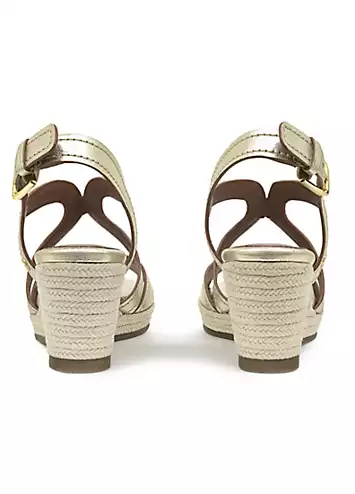 Radley London Soft Gold Florence Close Metallic Wishbone Midi Wedge Sandals | Grattan