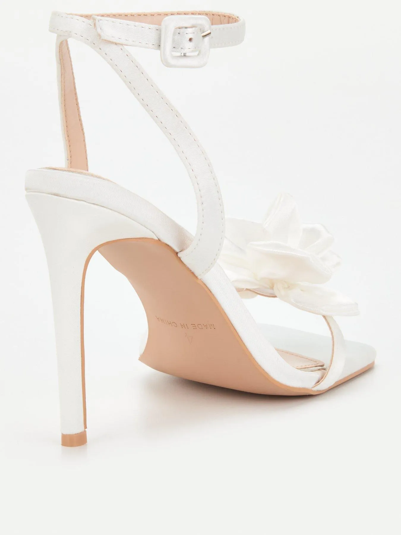 Raid Be Mine Bridal Wide Fitting Saniyah Floral Detail Heeled Sandals - Ivory Satin