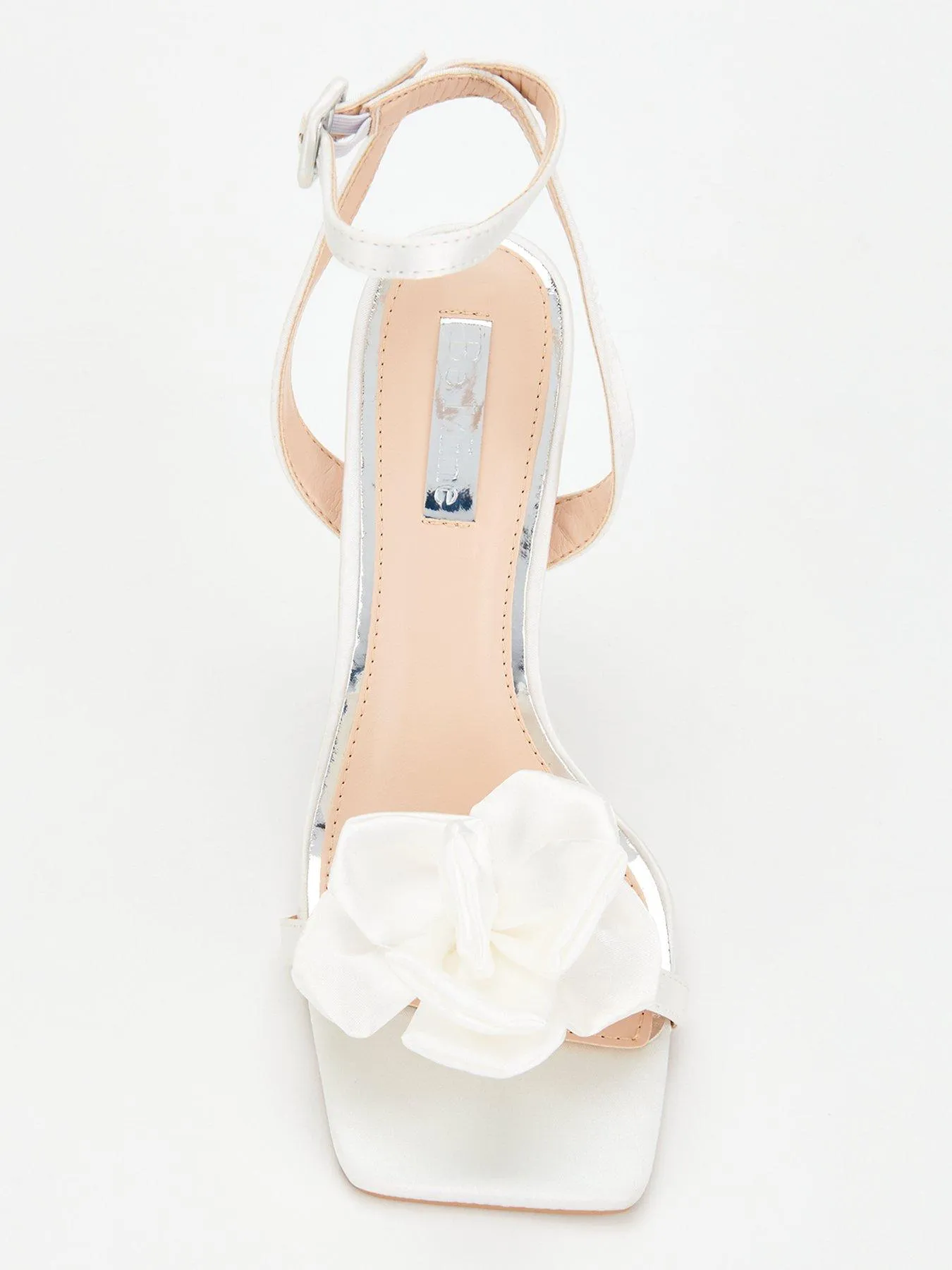 Raid Be Mine Bridal Wide Fitting Saniyah Floral Detail Heeled Sandals - Ivory Satin