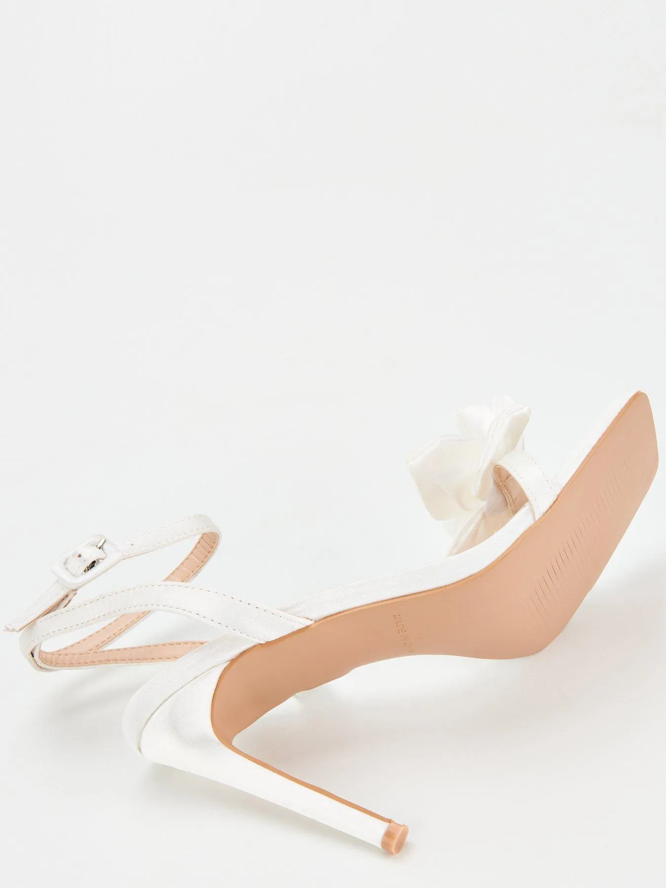 Raid Be Mine Bridal Wide Fitting Saniyah Floral Detail Heeled Sandals - Ivory Satin