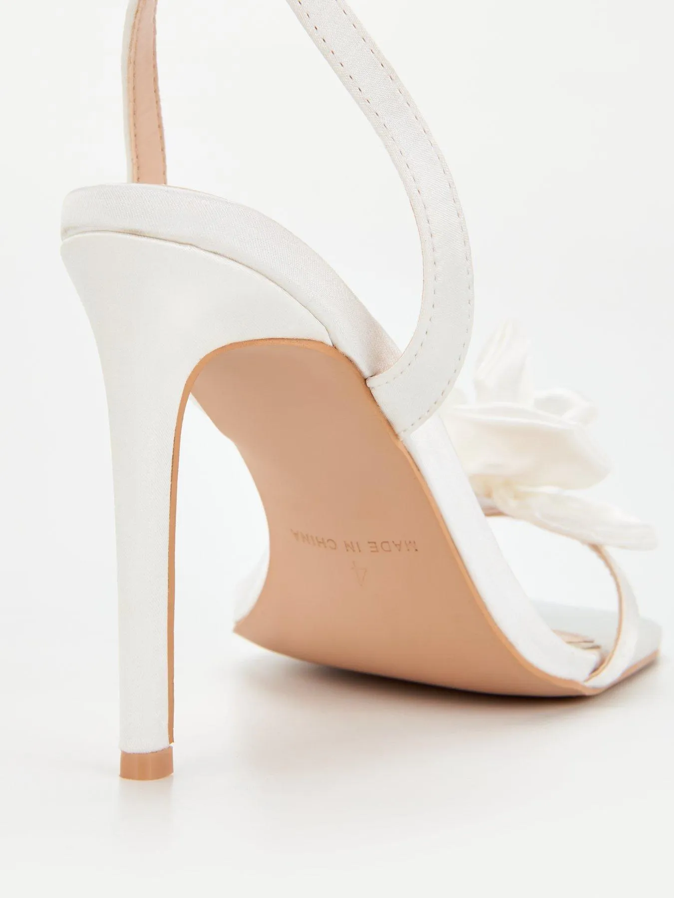 Raid Be Mine Bridal Wide Fitting Saniyah Floral Detail Heeled Sandals - Ivory Satin